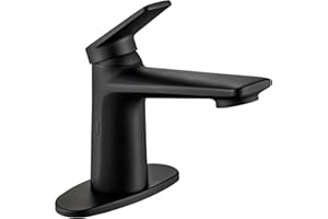 GOESMO Touchless Smart Bathroom Faucet for 1 or 3 Holes, Automatic Sensor Faucet 1 Handle, Adjustable Cold & Hot Temperature & Water Flow, Short & Long Instruction Modes, Metal Matte Black Bath Faucet