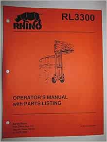 Rhino RL3300 Fork Lift Forklift Operators Manual/Catalog with Parts