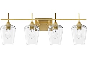VONLUCE Bathroom Vanity Light, 4 Light Bathroom Light Fixture Over Mirror, Bathroom Wall Lamp with Clear Glass, Modern Gold Vanity Lighting fixtures for Bathroom, Bedroom, Hallway