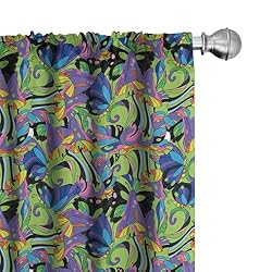 Lunarable Mushroom Window Curtains, Groovy Trippy