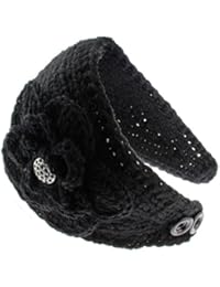 KMystic Knit Winter Headband Ear Warmer with Sparkles (Rhinestone Black)