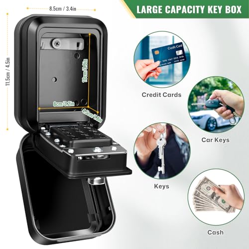 Outdoor Waterproof Key Box Combination Key Box Key Box with Code Large Security Box for Keys Wall for Home School Factory