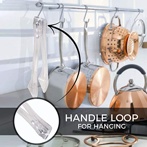 [12 Pack] Plastic Serving Tongs, 8.5 Inch Heavy Duty Disposable Utility Tongs (Clear) - Thumbnail 7