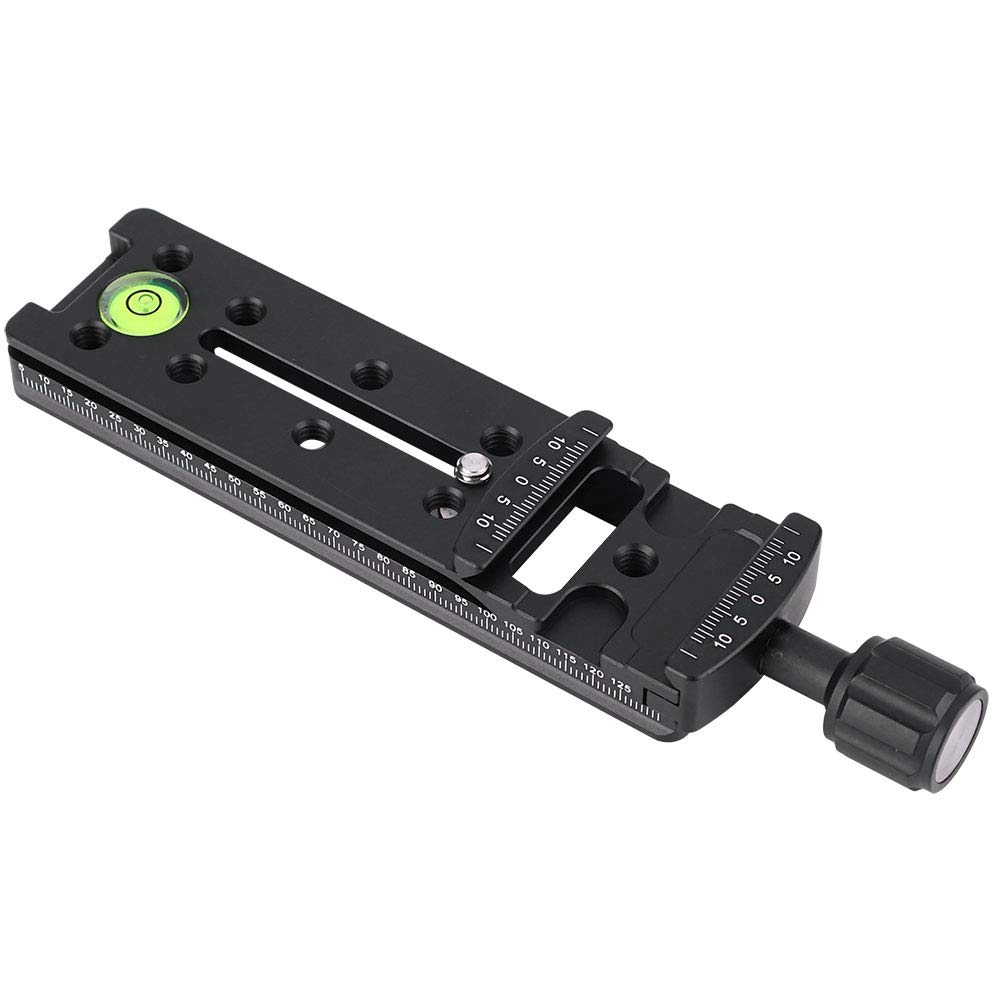 Camera Quick Release Plate,FNR-140 140mm Rail Nodal Slide Aluminum Alloy Knob 1/4" Long Plate Clamp Seat,for Tripod/Panoramic Pan-tilt/Lens Bracket/Quick-fitting Plate Holder,with Level