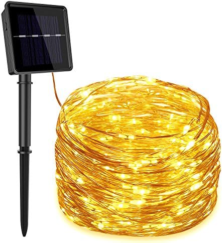 Solar String Light,33feet 100 LED Copper Wire Lights, Starry String Lights, Indoor/Outdoor Waterproof Solar Decoration Lights for Gardens, Home, Dancing, Party Decorative Ornaments (Warm White)