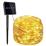 Solar String Light,33feet 100 LED Copper Wire Lights, Starry String Lights, Indoor/Outdoor Waterproof Solar Decoration Lights for Gardens, Home, Dancing, Party Decorative Ornaments (Warm White)