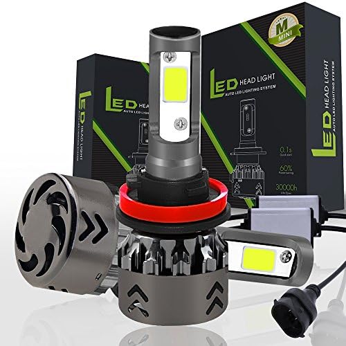 WISWIS H11 / H8/ H9 LED Headlight Bulbs All-in-One Conversion Kit 6000K Cool White Low Beam 200W 20000Lms Per Pair -New Version Mini Size with COB LED Chips Super Bright