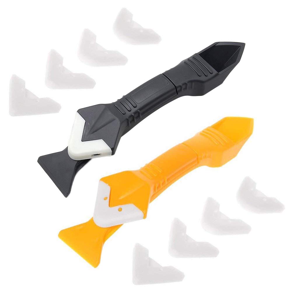 Silicone Caulking Kit Tool Grout Sealant Remover Tool Set with Replace 10 Silicone Pads Silicone Sealant Finishing Smoothing Removal Tool for Bathroom Kitchen Room Floor Corner