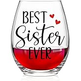 JQYCJTR Best Sister Ever Wine Glass, Bestie Wine Glass, Christmas Friendship Gifts for Women Auntie Mom Bestie BFF Colleague Friend Neighbor Wine Lover, Sisters Birthday Gifts from Brother