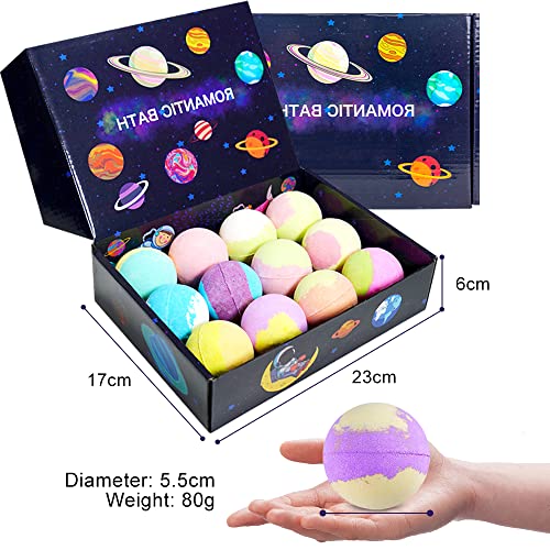 Bath Bombs 12pcs Bubble Bath Gift Set, Natural Aromatherapy Bathbomb Fizzy Shower Ball for Bubble Spa Bath, Essential Oil Bath Salt Ball for Women Kids Wife Relax Moisture Birthday Valentines Mothers