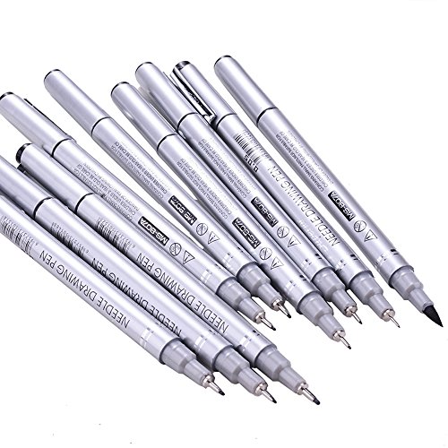 Looneng Technical Fineliner Pens for Artist Illustration, Sketching Drawing Comic Manga Writing, Pack of 10 Assorted Tip Sizes, Black Ink - Thumbnail 3