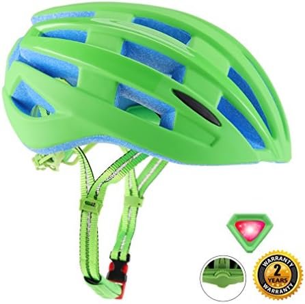 EASECAMP Ultralight Bicycle Helmet with LED Safety Light for Adult Men and Women (Neon Green)