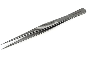 Precision Serrated Tweezers Multifunction Lab Forceps Made of Stainless Steel Comes in Ridged Handle for a Firm Grip - 5.5" S