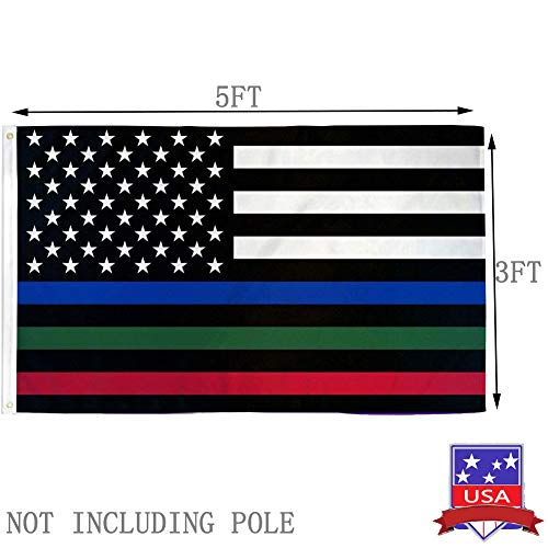 Thin Blue Red Green Line American Flag 3x5 Outdoor Heavy Duty Police Firefighter Military Army Fireman Usa Flags Blue Red Green Lives Matter Stripe Flag With Grommets Pricepulse