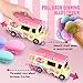 ZHENDUO Pull Back Cars, Food Truck Vehicle Toy Car with Music & Light and Openable Doors & Awning, Ice Cream Toy Cart, Alloy Toy Trucks Friction Car Toys for Boys Girls Ages 3+ Years Old