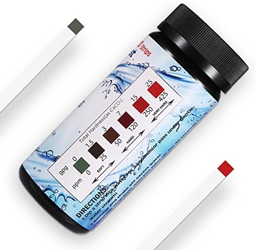 Water Total Hardness Test Strips, 100 Tests, 0-425 mg/L, HoneForest hard water test kit for home water, pool, aquarium, etc