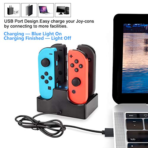 Accessories Kit for Nintendo Switch, 17 in 1 Essential Kit Including Carry Case Games Starter Wheel Grip Controller Charger TPU Cover Joy Con Covers Thumb Caps Game Card Slot Holder - Thumbnail 3
