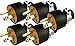 5-Pack Heavy Duty Electrical Plug Replacement End – 15A, 125V Grounded 3-Prong Male Replacement End, NEMA 5-15P