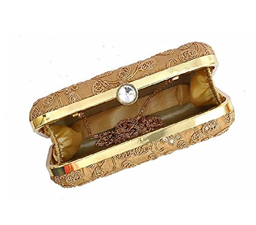 tooba handcrafted gsr6 women's box clutch (golden)
