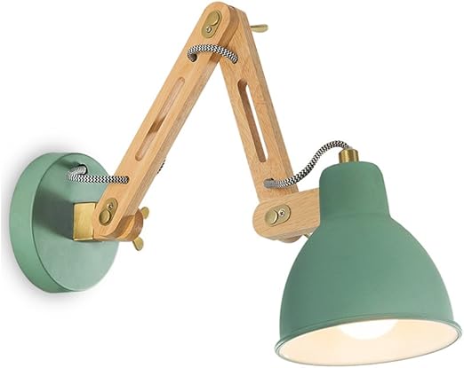 Schlafzimmer Wandlampe Schwingen Leselampe Holz Eisen Modern Minimalist 1kg Weiss Grun E27 Amazon De Beleuchtung