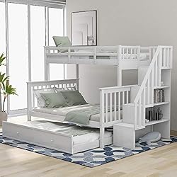 BIADNBZ Twin Over Full Bunk Bed with Trundle and