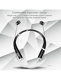 Eleovo   Auriculares Bluetooth plegables inalámbricos deportivos con auriculares retráctiles y cancelación de ruido para micrófono, llamada, alarma de vibración, bolsa de transporte, para teléfono móvil, tabletas y televisores