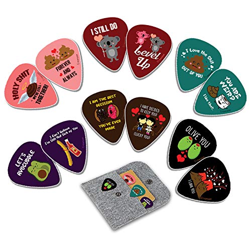 Creanoso Funny Lover Guitar Picks (12-Pack) - Premium Music Gifts & Guitar Accessories for Husband Dad Boys Son Men Him Boyfriend Musician Gift – Cool Guitar Plectrums & Tools