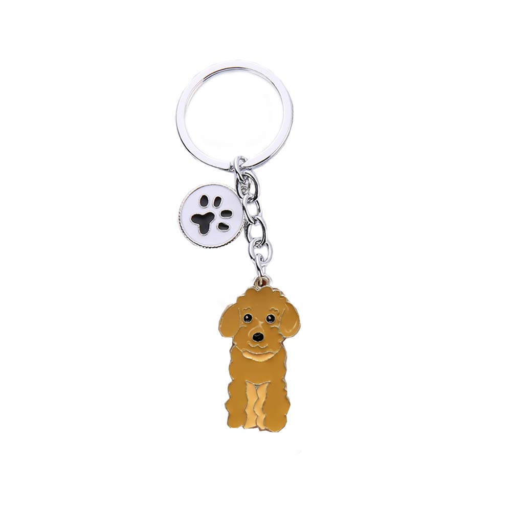 Dog Key-ring Keychain,10cm Cute Metal Dog Keychain Keyring Keyfob Bag Charm Best Birthday (Brown Poodle)