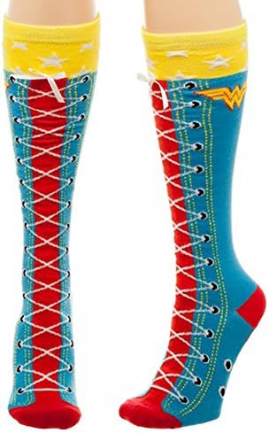 DC Comics Wonder Woman Faux Lace Up Knee High Socks
