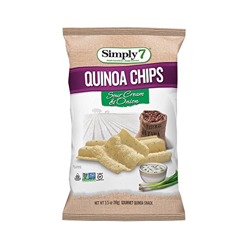 Simply 7, Quinoa Chips, Sour Cream & Onion, 3.5 oz, 8 Pack, Non-GMO, Nut-Free, Vegetarian, Low Fat, Low Calorie, Cholesterol-Free