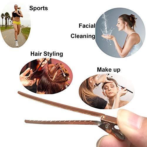 12Pcs Dividing Duck Bill Clips, Clamp Hair Styling Clips Hairpin Metal Hairdressing Sectioning For Salon Styling Tools (Rose Gold)