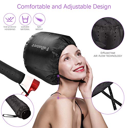 FaHaner Hair Dryer Bonnet Adjustable Soft Hair Drying Attachment Heat Cap with Long Hose and Free Hair Band Support Hair Drying/Styling/Curling and Hair Condition for Hand Held Hair Dryer - Thumbnail 2