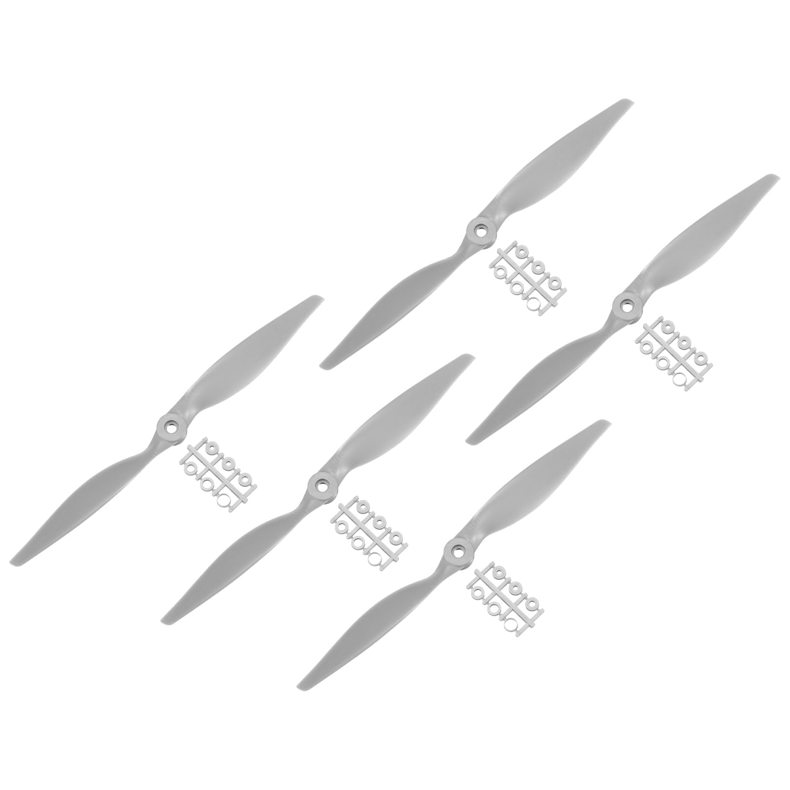 sourcing map 5Pcs 11x7 Inch Propeller RC Propellers 2-Vane Blades Props Gray with Adapter Rings for RC Airplane Aircraft Prop Replacement
