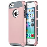 iPhone 5 Cases, iPhone 5S Case, iPhone SE Case,BENTOBEN Slim Fit Dual Layer Hard PC Soft TPU Hybrid Shock-Absorption and Anti-Scratch Cover for iPhone 5 5S SE, Rose Gold/Grey