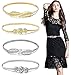 Belts for Women,Gellwhu 4pcs Women's Metal Leaf Stretchy Elastic Belts Dress Belt