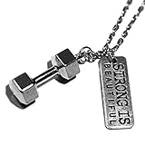 The Original Strong Is Beautiful Necklace By Santa Monica Charm Co. With Dumbbell Pendant