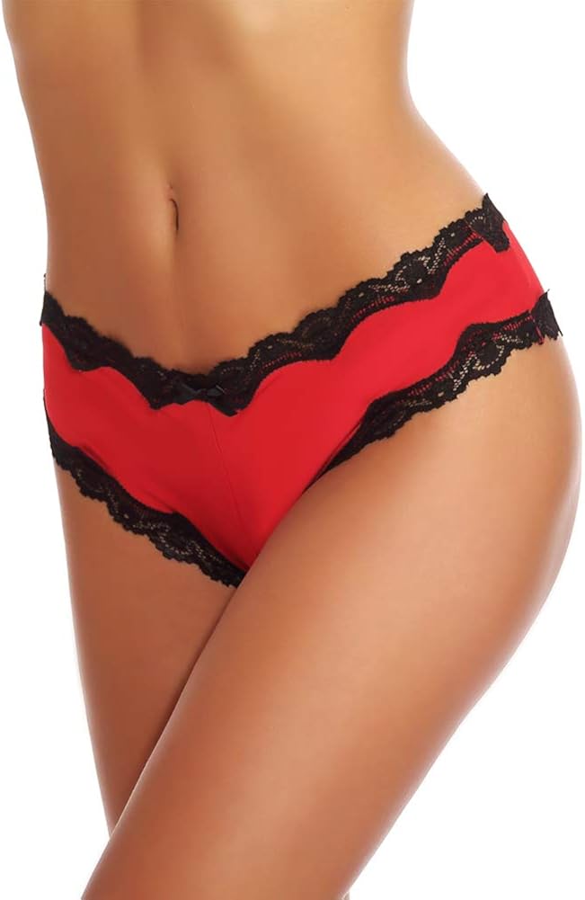 Women Sexy V-Back Criss Cross Floral Lace Underware Panties -Ladies Sexy Lingerie Briefs: Clothing