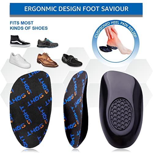 SQHT Plantar Fasciitis Insoles, Fast Relief Orthotic Heel Inserts for Heel Pain, Heel Spurs and Achilles Tendonitis, Heel Cups for Women Men (Small W4.5-8.5 | M4.5-7.5)