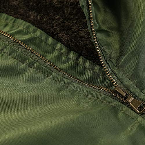 Men's Jacket Motorcycle Bomber Shearling Suede Collar Flight Bomber Jacket Flight Suit Winter Thickening Coat - Thumbnail 2