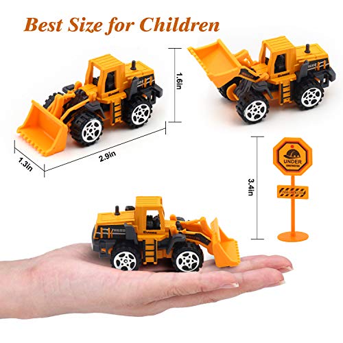 Kids Construction Toys,Play Vehicles,6 Set Inertia Toy Construction Vehicles with 10 Traffic Sign，Mini Car Toys Set Die Cast Engineering Trucks Toy for Age 3-8 Years Boys and Girls as Gift(16 PCS） - Thumbnail 2