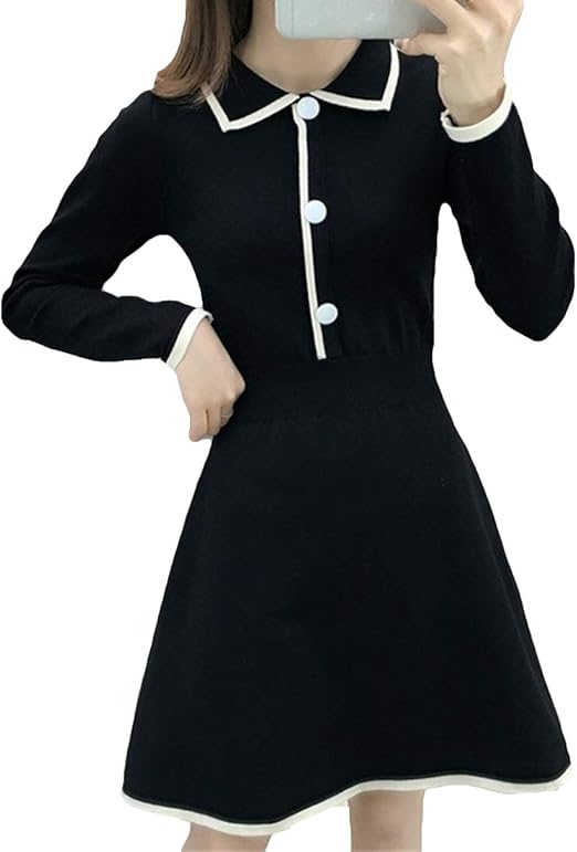 Amazon Hokibe ニットワンピース レディース セーター ロング 長袖 薄手 膝丈 柔らかい 秋冬 可愛い 柔らかい 暖かい オフィスワンピース フレア お呼ばれワンピース 結婚式 二次会 おしゃれ ファション ワンピース チュニック 通販