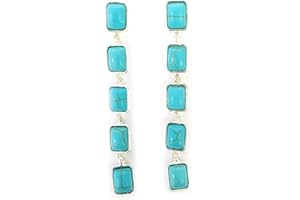 Zhang shine Turquoise Bohemian Dangle Metal Large Oval Earrings Statement Teardrop Earrings Western Earrings for Women