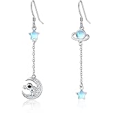Dreamboat Sterling Silver Planet Earrings for Women Saturn Earrings Space Earth Star Earrings Hook Dangle Celestial Jewelry