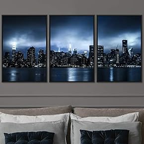signwin 3 Piece Framed Canvas Wall Art City...