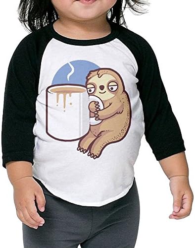 Dongsheng AHHH Sloth MORNINGS Round Collar Toddler 3/4 Sleeve Tshirt Size5-6 Toddler