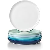 Sweese Porcelain Dessert Plates 7.4 Inch - Set of 6, Salad Appetizer Plates, Microwave Dishwasher Safe, Scratch Resistant, Blue