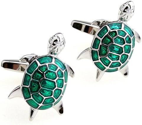 iLifestyle Cute Little Turtle Shaped Men's Wedding Business Cufflinks Metal One Pair Green