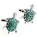 Covink Cute Beautiful Green Turtle Figure Men's French Suit Sleeves Buttons Cufflinks for Wedding Party