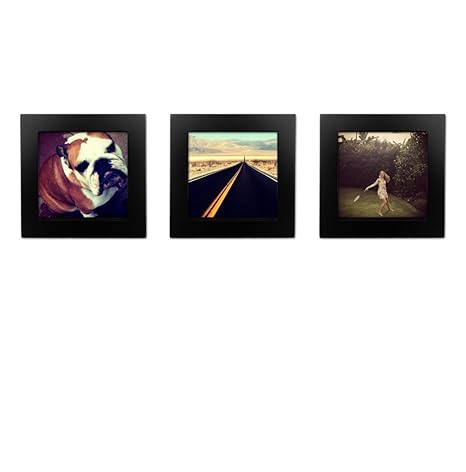 Paper Plane Design Natural Wood, Square, Instagram, Photo Frame (Black, 4x4) -Set of 3