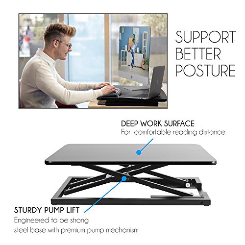 Pyle Ergonomic Standing Desk & PC Monitor Riser – Up to 18 inch Height ...